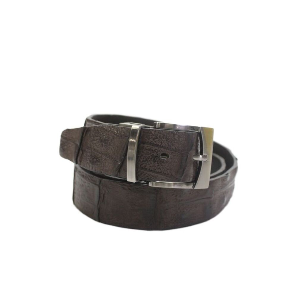 Bernini Mens Genuine American Alligator Silver Tone Buckle Belt Brown Size 44